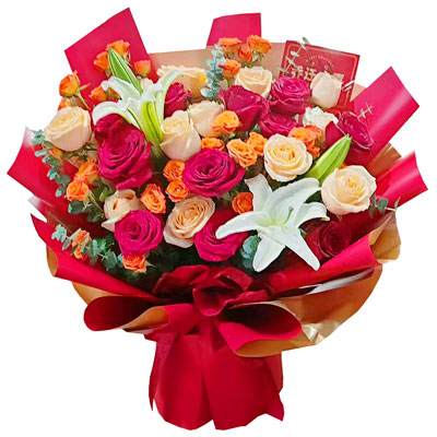 嘉兴19朵玫瑰百合，爱情永不凋零