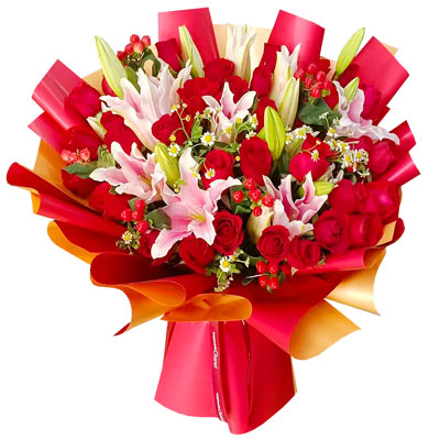 嘉兴33朵红玫瑰百合，心灵的火花