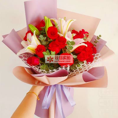 嘉兴18朵红玫瑰百合，真情相守一生